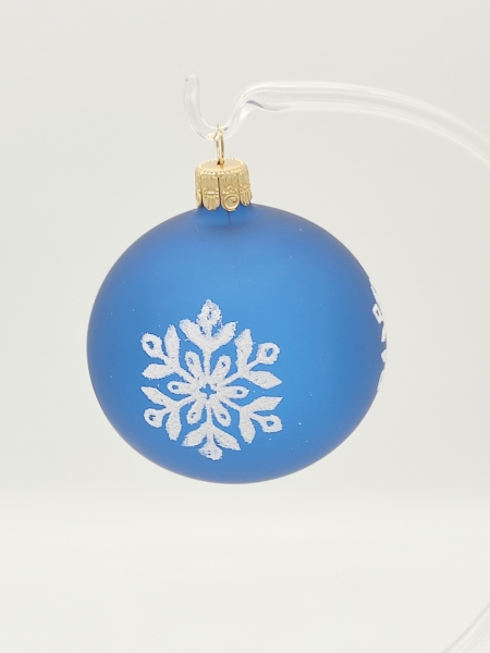 Baumkugel blau mit Schneeflocke